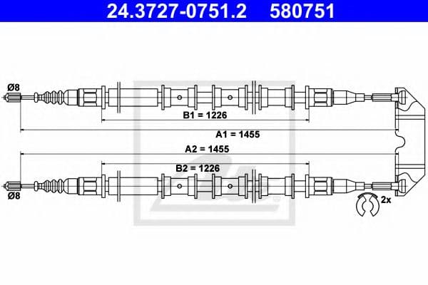 24.3727-0751.2 ATE Трос ручного гальма