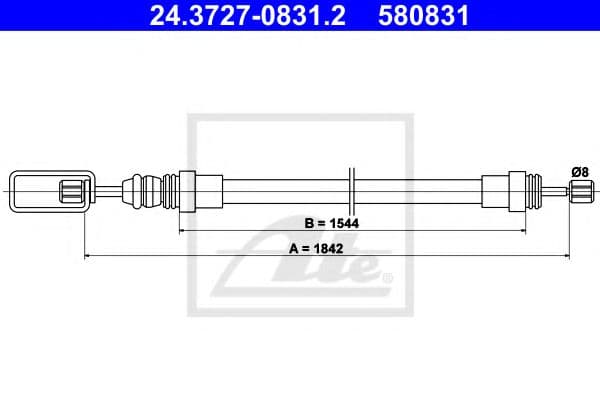 24.3727-0831.2 ATE Трос ручного гальма для Peugeot 405