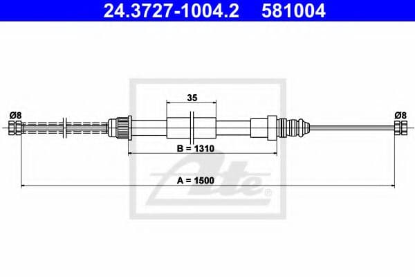 24.3727-1004.2 ATE Трос ручного гальма для Renault 4