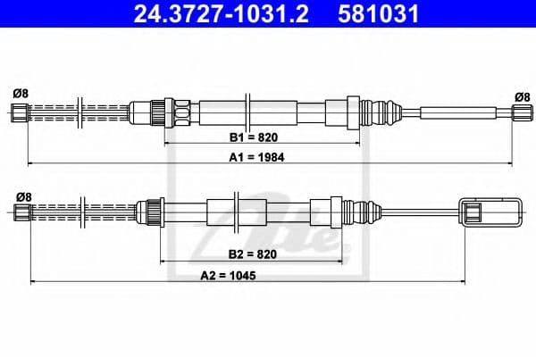 24.3727-1031.2 ATE Трос ручного гальма для Renault Espace