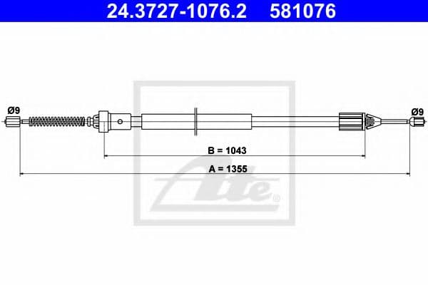 24.3727-1076.2 ATE Трос ручного гальма для Renault Twingo