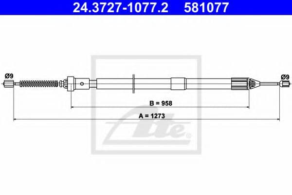 24.3727-1077.2 ATE Трос ручного гальма для Renault Twingo