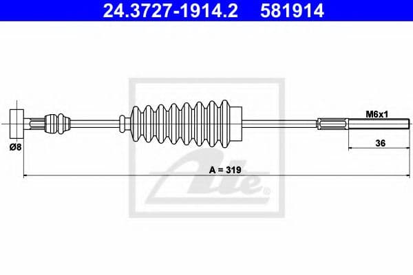 24.3727-1914.2 ATE Трос ручного гальма для Toyota Avensis Verso