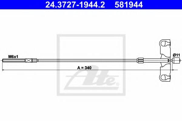 24.3727-1944.2 ATE Трос ручного гальма для Toyota Auris