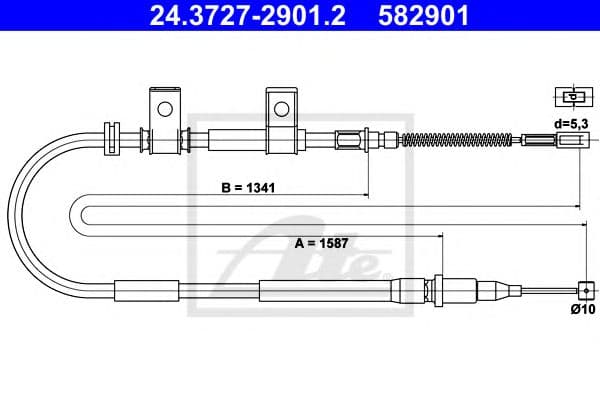 24.3727-2901.2 ATE Трос ручного гальма для Daewoo Lanos