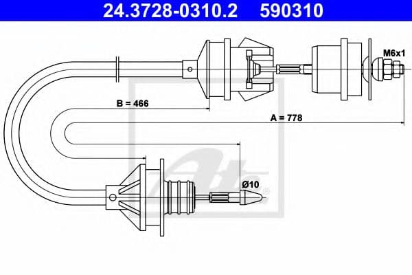 24.3728-0310.2 ATE Трос зчеплення для Citroen Xantia
