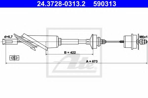 24.3728-0313.2 ATE Трос зчеплення для Citroen Saxo