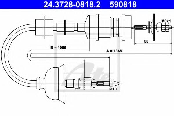24.3728-0818.2 ATE Трос зчеплення для Peugeot 405