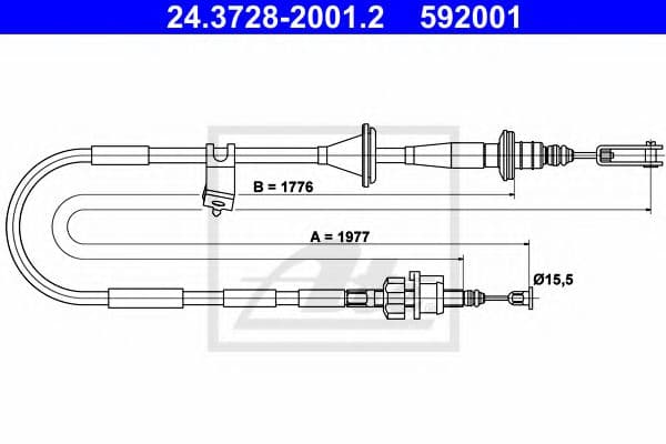 24.3728-2001.2 ATE Трос зчеплення для Suzuki Jimny