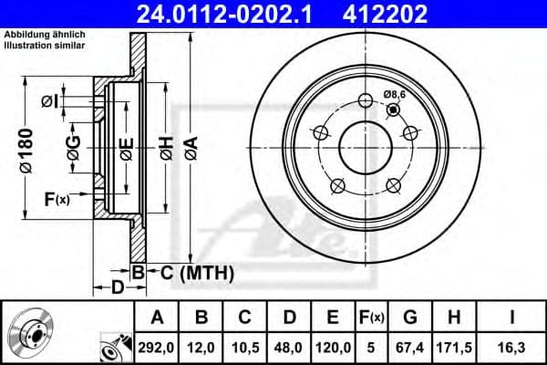 24.0112-0202.1 ATE Гальмівний диск для Chevrolet Malibu