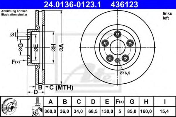 24.0136-0123.1 ATE Тормозной диск