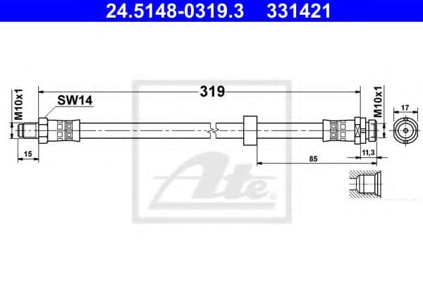 24.5148-0319.3 ATE Гальмівний шланг