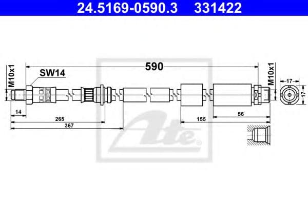 24.5169-0590.3 ATE Тормозной шланг