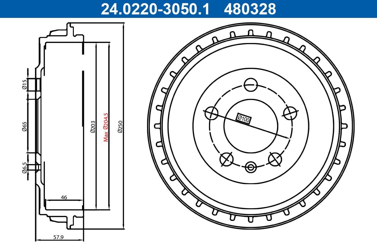 24022030501 ATE Тормозной барабан