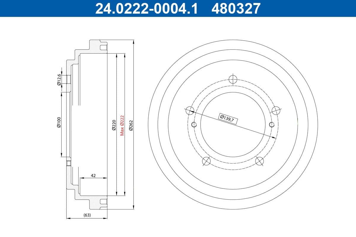 24022200041 ATE Тормозной барабан
