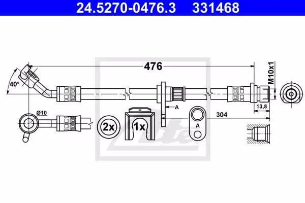24527004763 ATE Гальмівний шланг для Honda Accord