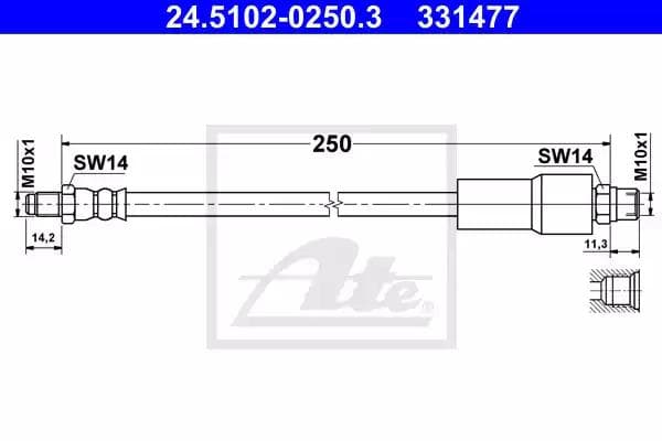 24510202503 ATE Тормозной шланг для Audi A8