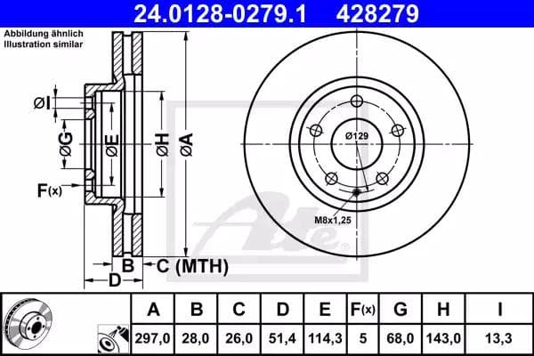 24012802791 ATE Тормозной диск для Mazda 6