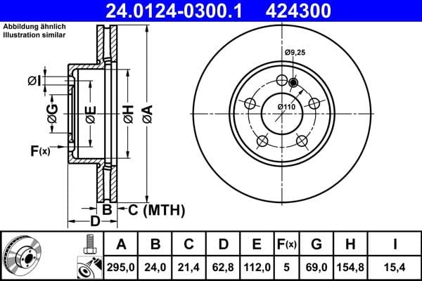24012403001 ATE Гальмівний диск для Mercedes C-Class