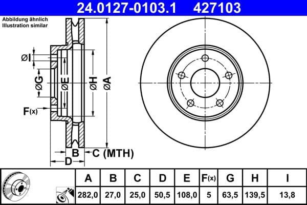 24012701031 ATE Тормозной диск для Ford Focus