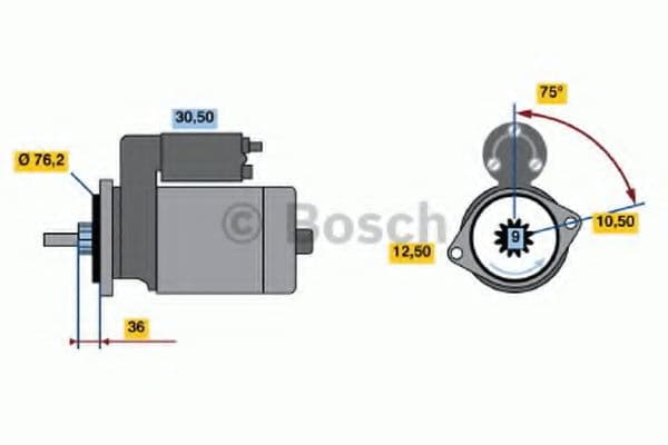 0 986 010 530 Bosch Стартер для Volkswagen Kaefer