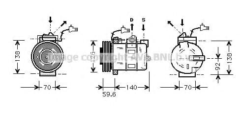 SBAK054 Prasco Компресор кондиціонера для SAAB 9-5