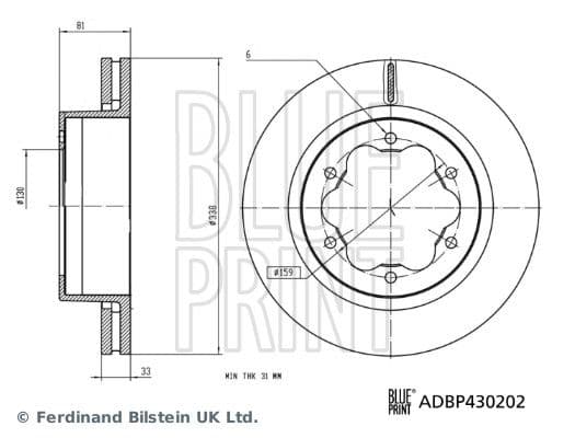 adbp430202 Blue Print Тормозной диск для Ford Transit