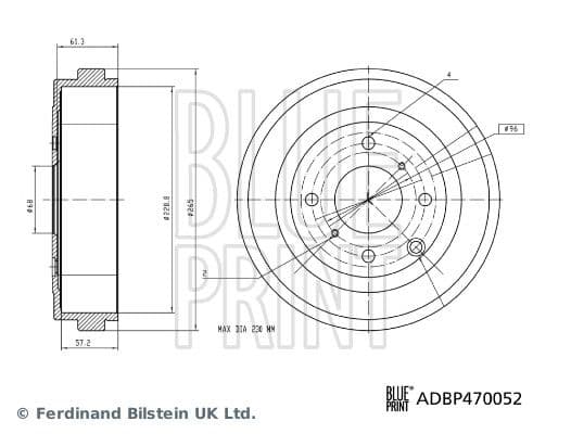 adbp470052 Blue Print Гальмівний барабан для Nissan NV200
