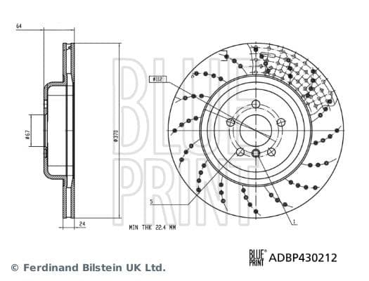 adbp430212 Blue Print Тормозной диск