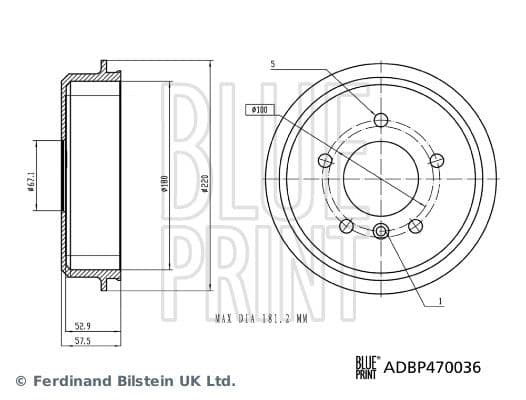 adbp470036 Blue Print Гальмівний барабан для Mercedes A-Class