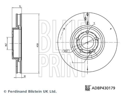 adbp430179 Blue Print Тормозной диск