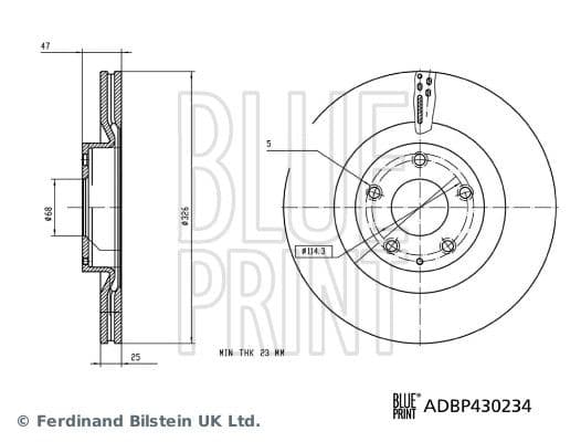 adbp430234 Blue Print Тормозной диск для Mazda MX-30