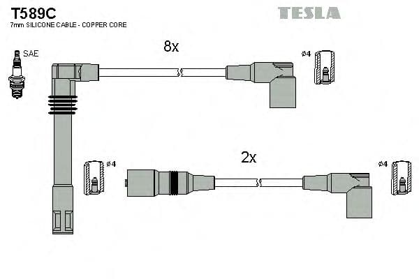 T589C Tesla Комплект проводов зажигания