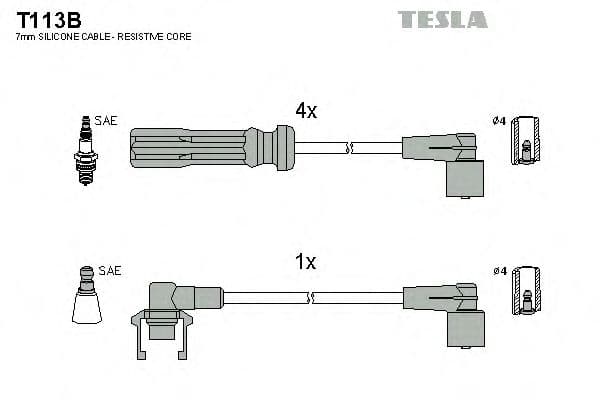T113B Tesla Комплект дротів запалювання для Volvo 740