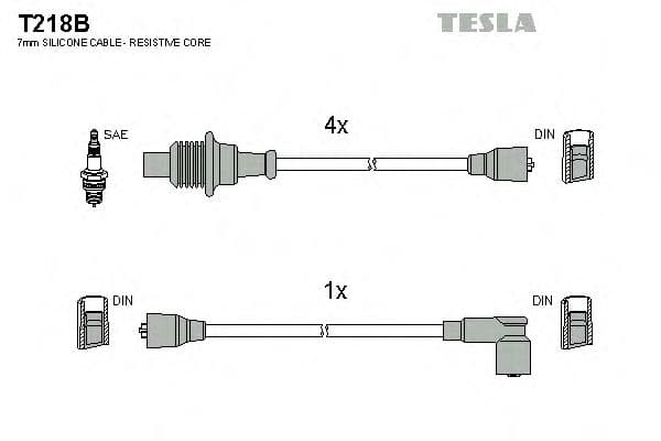 T218B Tesla Комплект дротів запалювання