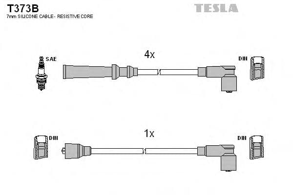 T373B Tesla Комплект дротів запалювання для SAAB 900