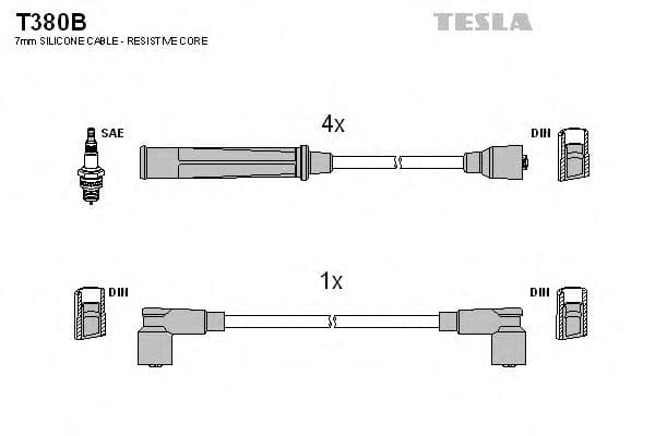T380B Tesla Комплект проводов зажигания