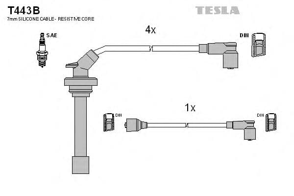 T443B Tesla Комплект проводов зажигания