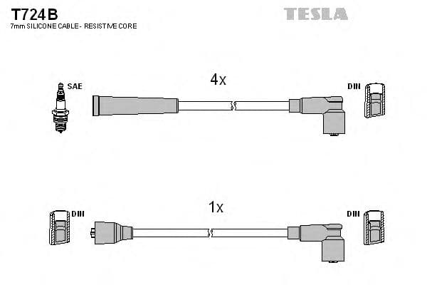 T724B Tesla Комплект проводов зажигания