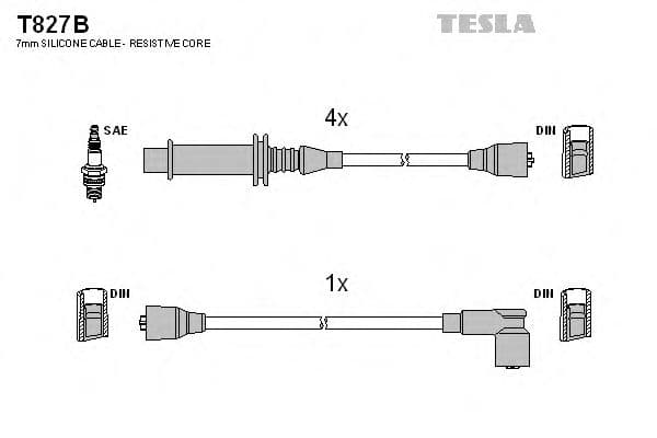 T827B Tesla Комплект проводов зажигания для Citroen C15