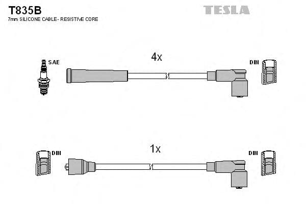 T835B Tesla Комплект проводов зажигания