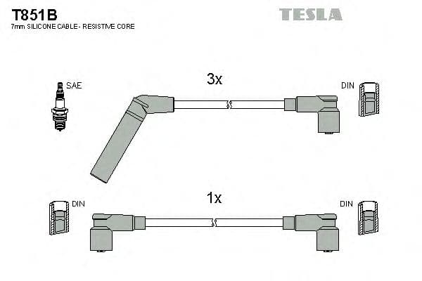 T851B Tesla Комплект дротів запалювання для Subaru Libero