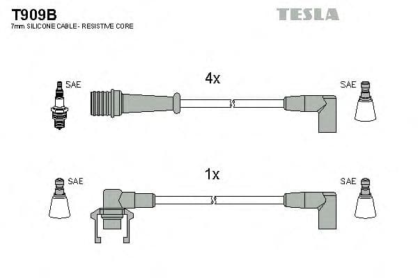 T909B Tesla Комплект дротів запалювання для Renault Safrane