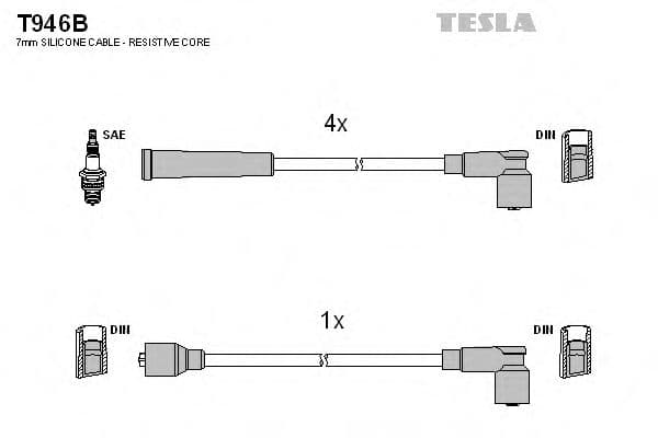 T946B Tesla Комплект проводов зажигания для Nissan Terrano