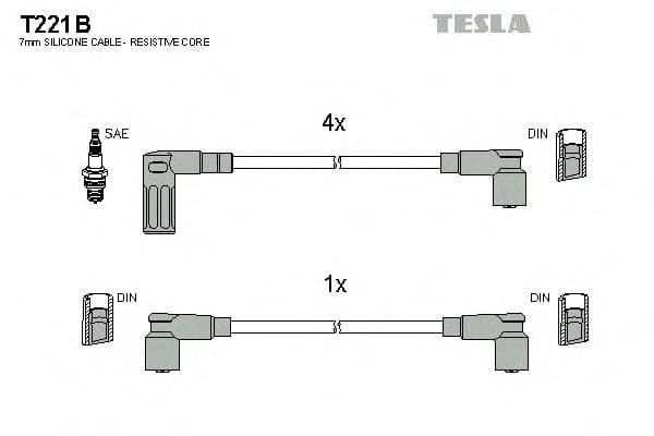 T221B Tesla Комплект проводов зажигания