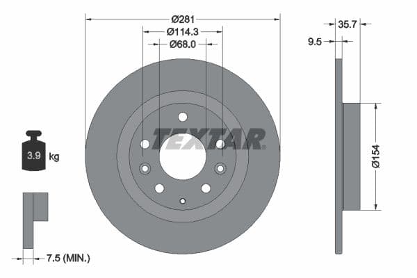 92293703 Textar Тормозной диск для Mazda CX-3