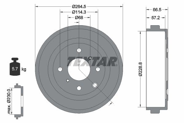 94046400 Textar Гальмівний барабан для Nissan NV200