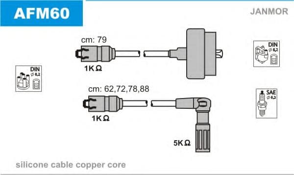 AFM60 Janmor Комплект дротів запалювання для Alfa Romeo 75