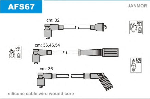 AFS67 Janmor Комплект дротів запалювання для Alfa Romeo 164