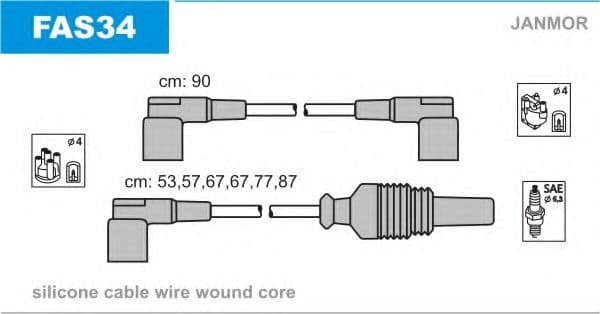 FAS34 Janmor Комплект дротів запалювання для Lancia Thema